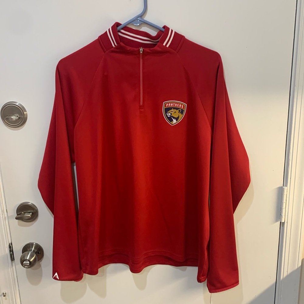 Candy apple red Florida Panthers lightweight half zipper shirt